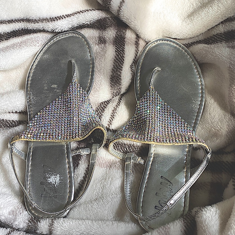 Silver rhinestone sandals